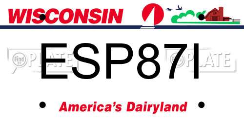 ESP87I Wisconsin License Plate