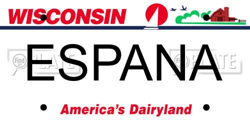 ESPANA Wisconsin License Plate