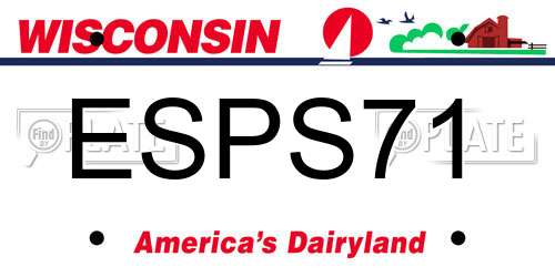ESPS71 Wisconsin License Plate