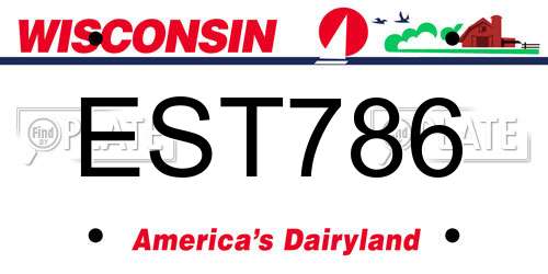 EST786 Wisconsin License Plate