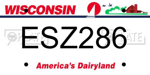ESZ286 Wisconsin License Plate