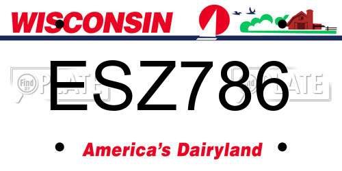 ESZ786 Wisconsin License Plate