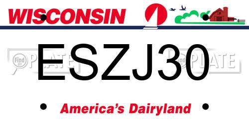 ESZJ30 Wisconsin License Plate