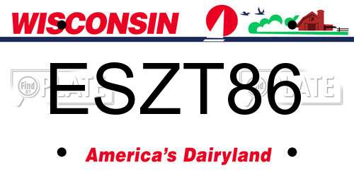 ESZT86 Wisconsin License Plate