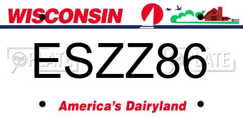 ESZZ86 Wisconsin License Plate