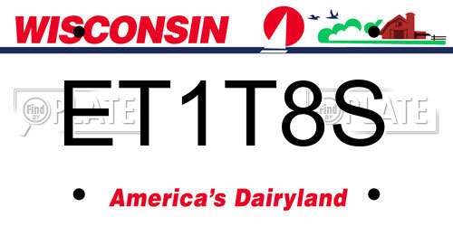 ET1T8S Wisconsin License Plate