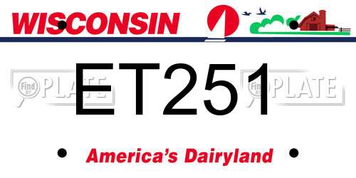 ET251 Wisconsin License Plate
