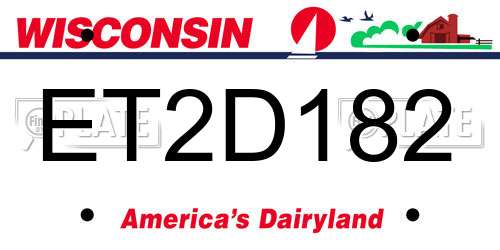 ET2D182 Wisconsin License Plate