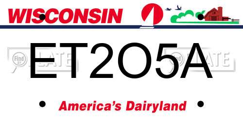 ET2O5A Wisconsin License Plate