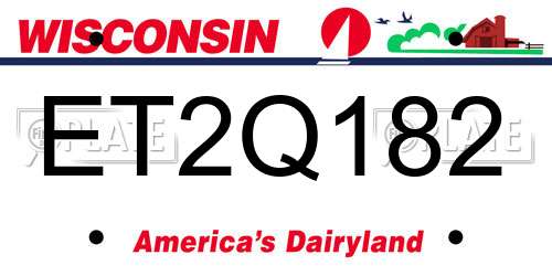 ET2Q182 Wisconsin License Plate