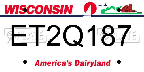 ET2Q187 Wisconsin License Plate