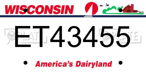 ET43455 Wisconsin License Plate
