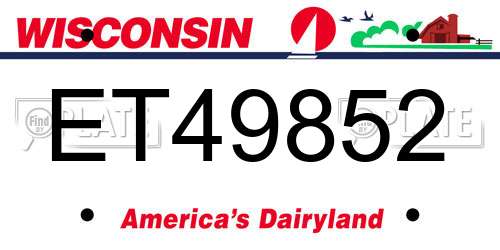 ET49852 Wisconsin License Plate