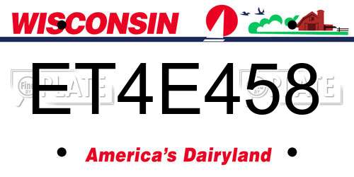 ET4E458 Wisconsin License Plate