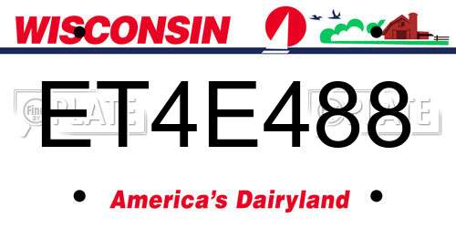 ET4E488 Wisconsin License Plate