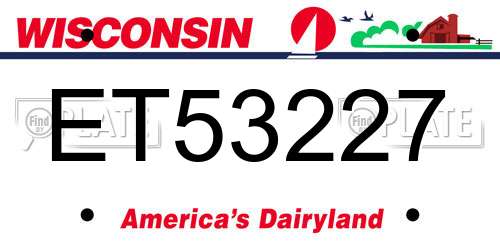 ET53227 Wisconsin License Plate