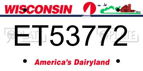 ET53772 Wisconsin License Plate