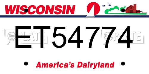 ET54774 Wisconsin License Plate
