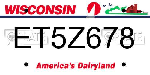 ET5Z678 Wisconsin License Plate