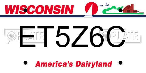 ET5Z6C Wisconsin License Plate