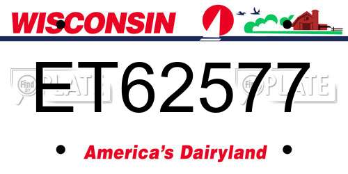 ET62577 Wisconsin License Plate