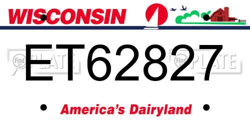 ET62827 Wisconsin License Plate