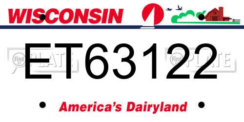 ET63122 Wisconsin License Plate
