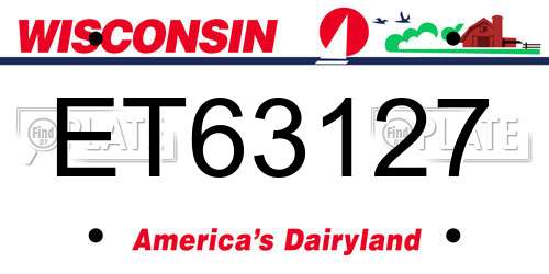 ET63127 Wisconsin License Plate