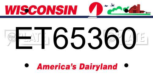 ET65360 Wisconsin License Plate