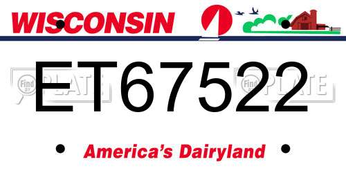 ET67522 Wisconsin License Plate