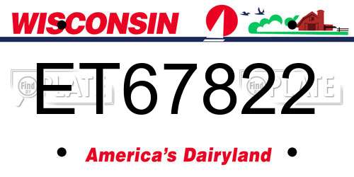 ET67822 Wisconsin License Plate
