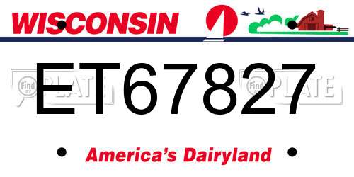 ET67827 Wisconsin License Plate