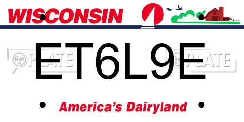 ET6L9E Wisconsin License Plate