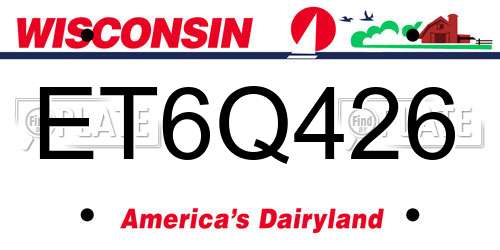 ET6Q426 Wisconsin License Plate