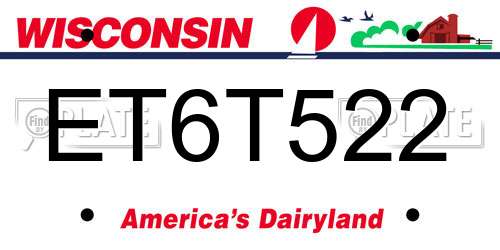 ET6T522 Wisconsin License Plate