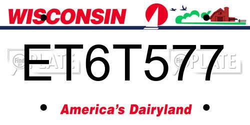ET6T577 Wisconsin License Plate