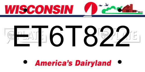 ET6T822 Wisconsin License Plate