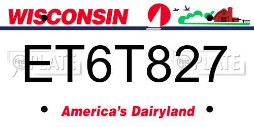 ET6T827 Wisconsin License Plate