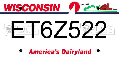 ET6Z522 Wisconsin License Plate