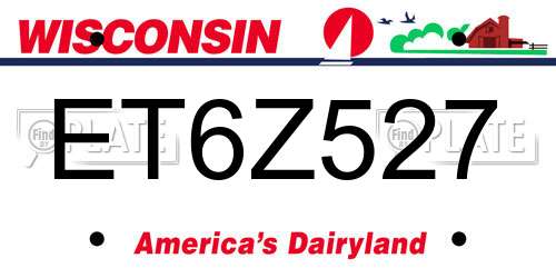 ET6Z527 Wisconsin License Plate