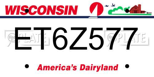 ET6Z577 Wisconsin License Plate