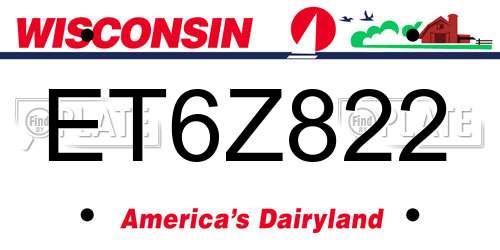ET6Z822 Wisconsin License Plate