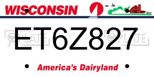 ET6Z827 Wisconsin License Plate