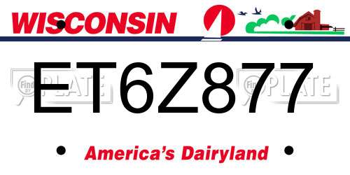 ET6Z877 Wisconsin License Plate