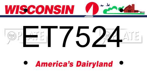 ET7524 Wisconsin License Plate