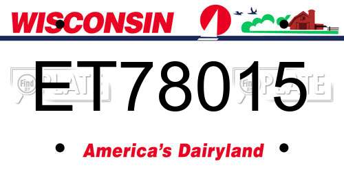 ET78015 Wisconsin License Plate