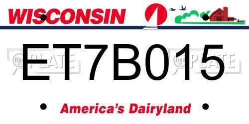 ET7B015 Wisconsin License Plate