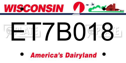 ET7B018 Wisconsin License Plate
