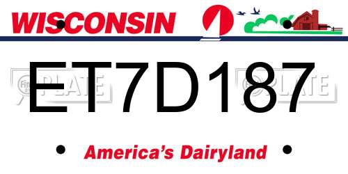 ET7D187 Wisconsin License Plate