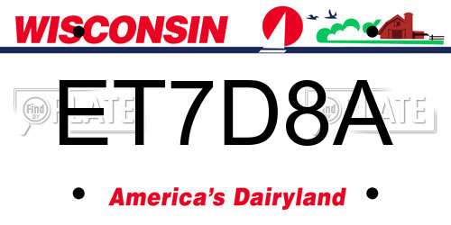 ET7D8A Wisconsin License Plate